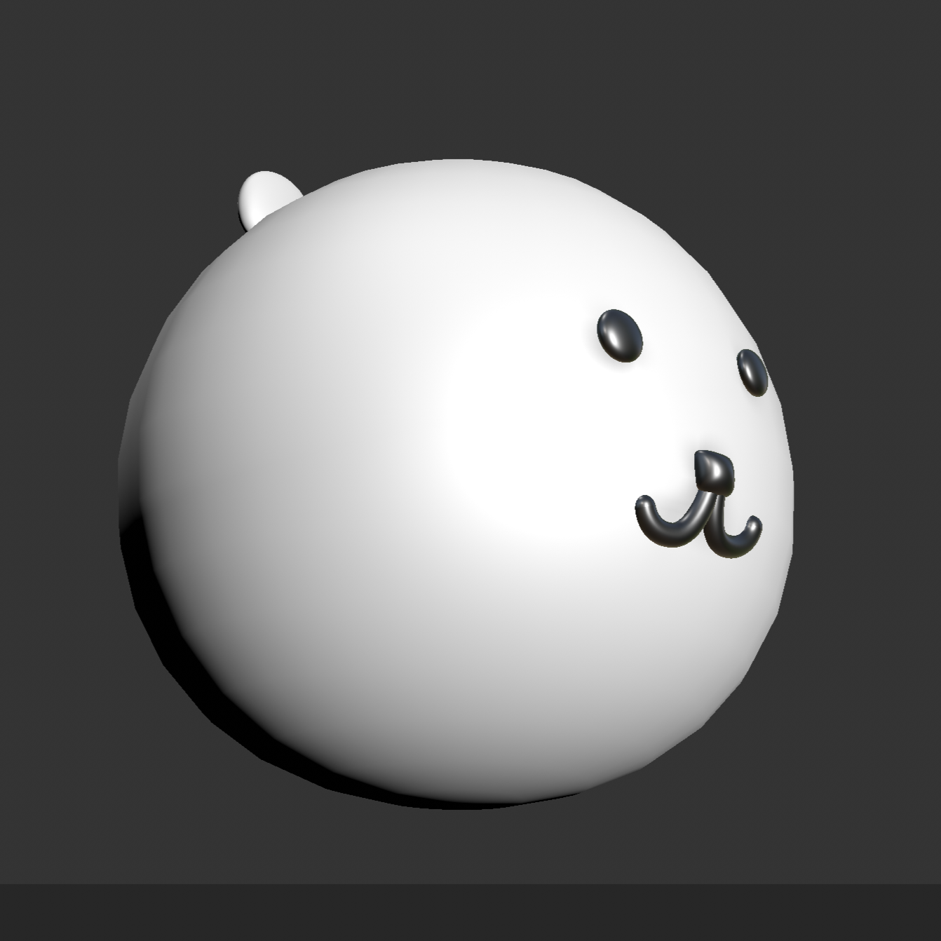 Three-quarter side render of the plush toy model