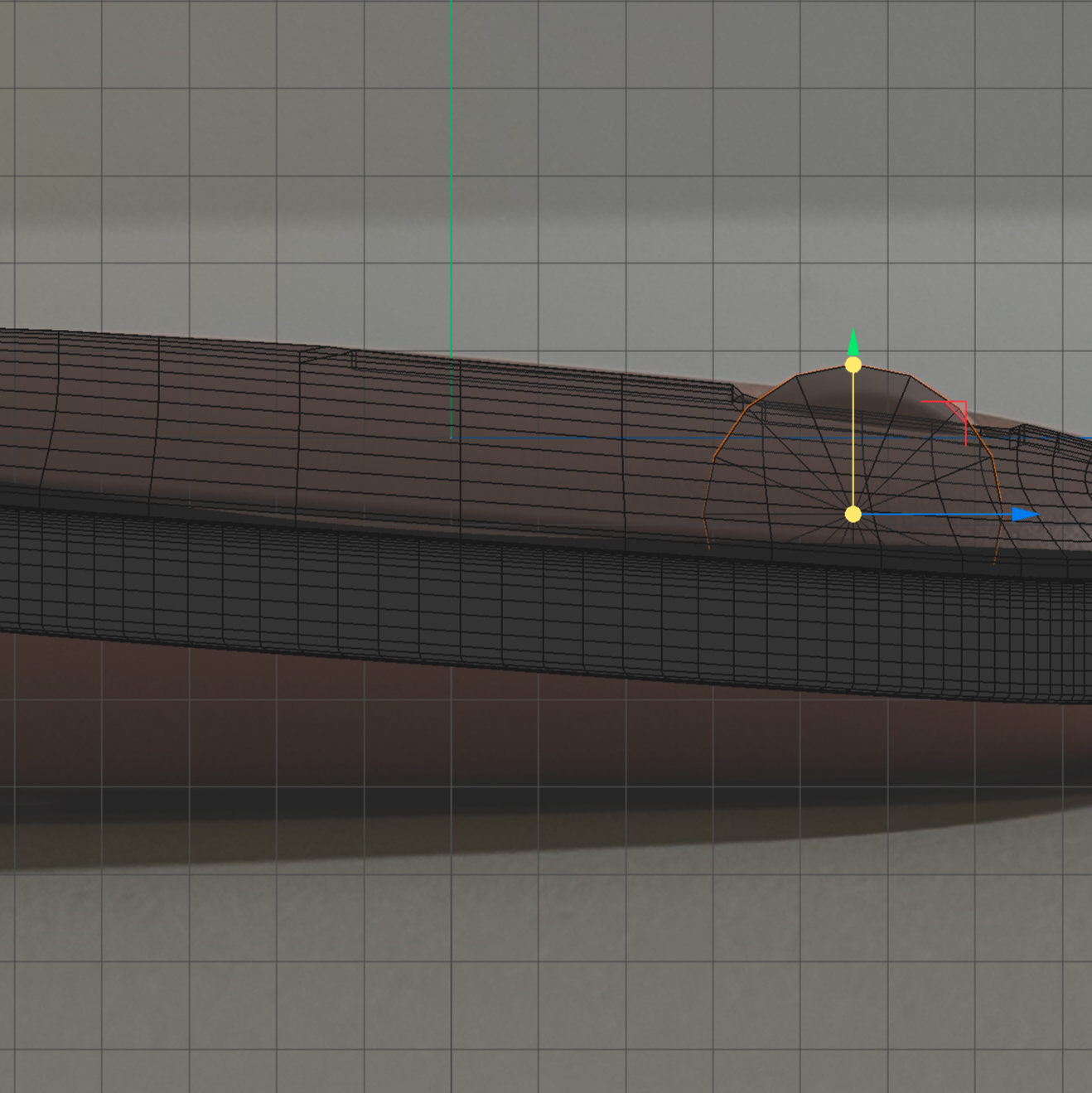 Adding and positioning a cylindrical scroll wheel in the mouse model from the right side view