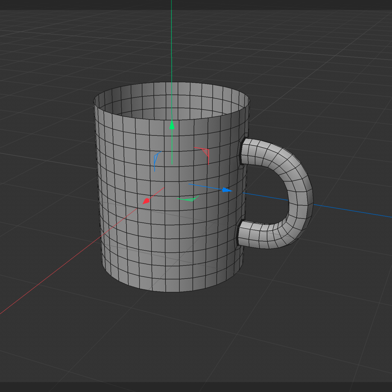Mug model with a curved handle attached to the cylindrical body